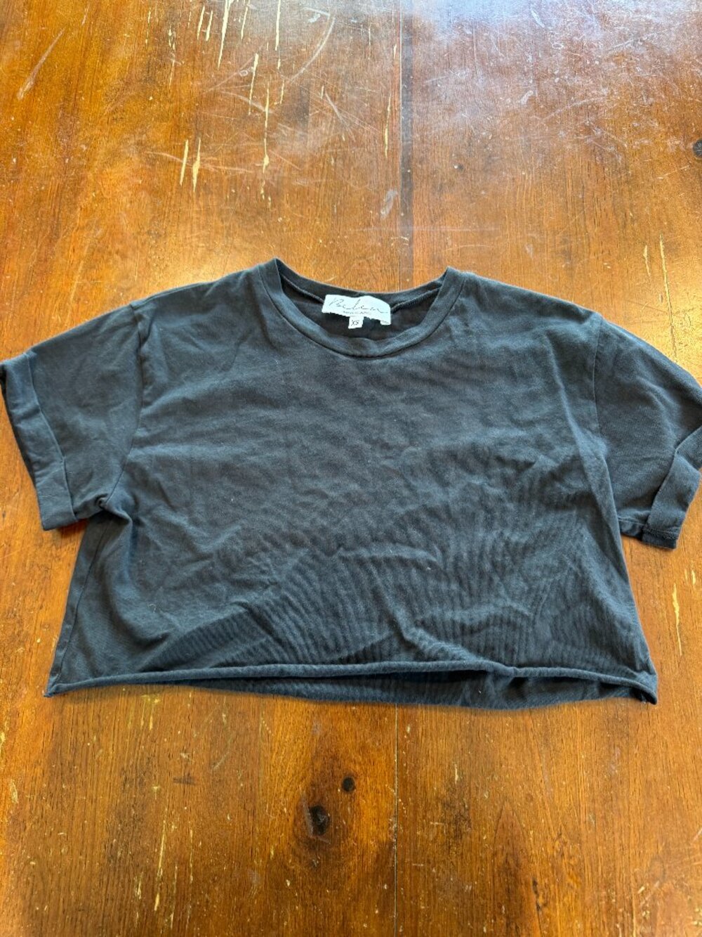 Belen Gina Black Cropped Tee XS Made in Los Angeles Minimal Cotton